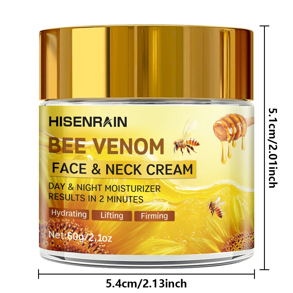 HISENRAIN Snail & Bee Venom Cream - Anti-Aging Face & Neck Cream with Collagen & Niacinamide, Whitening, -Firming.glass bottle-