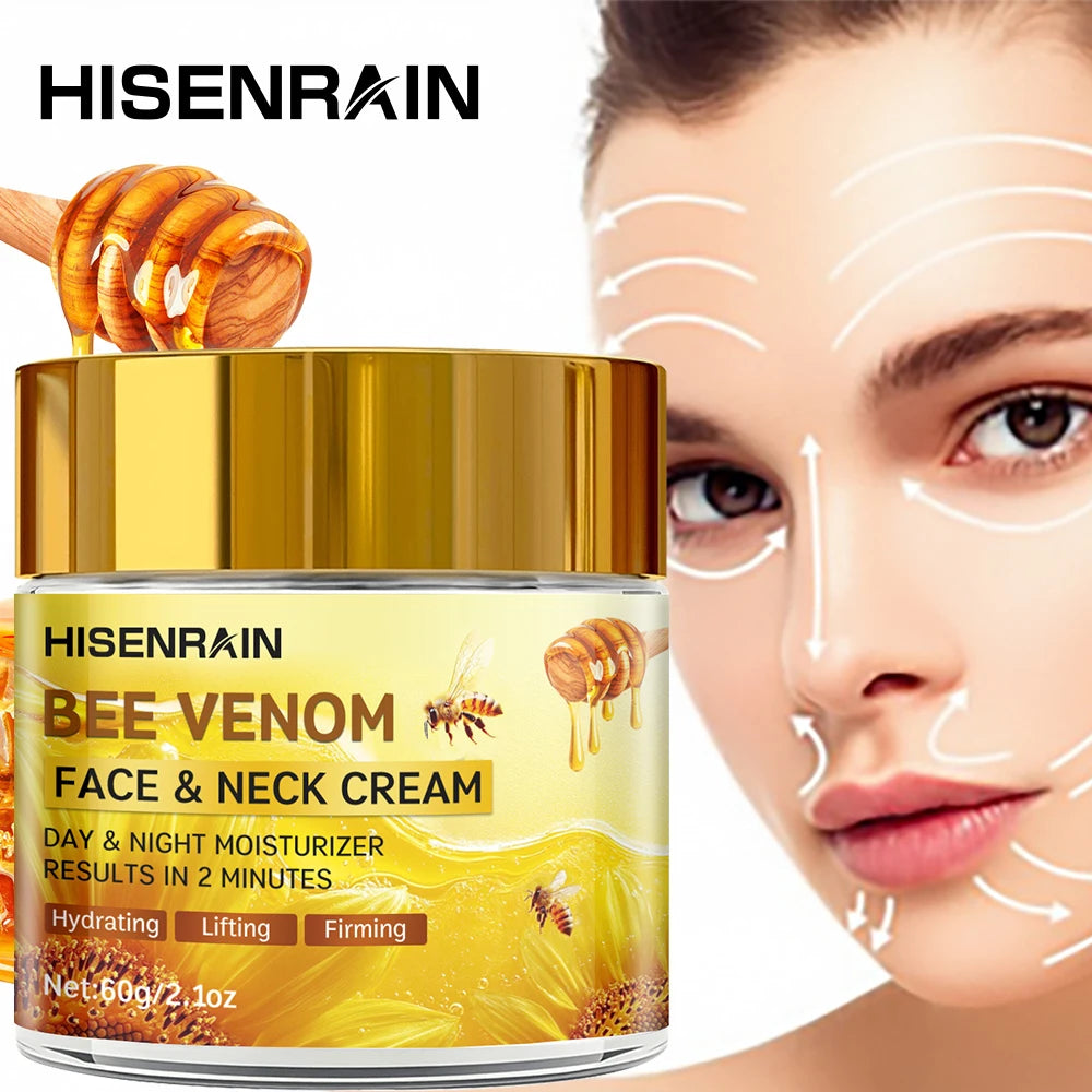 HISENRAIN Snail & Bee Venom Cream - Anti-Aging Face & Neck Cream with Collagen & Niacinamide, Whitening, -Firming.glass bottle-