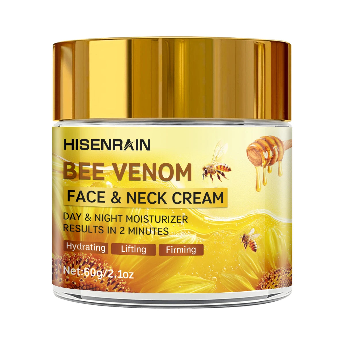 HISENRAIN Snail & Bee Venom Cream - Anti-Aging Face & Neck Cream with Collagen & Niacinamide, Whitening, -Firming.glass bottle-